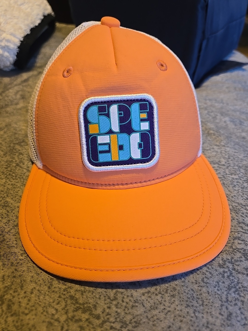 Speedo White Mesh Toddler Trucker Hat with Orange Top